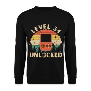 Level 34 Unlocked - Unisex Sweatshirt - black - Front - Alina (178cm) & Michal (187cm)