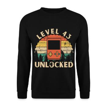 Level 43 Unlocked - Unisex Sweatshirt - black - Front - Alina (178cm) & Michal (187cm)