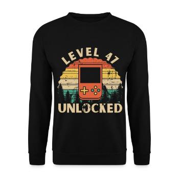 Level 47 Unlocked - Unisex Sweatshirt - black - Front - Alina (178cm) & Michal (187cm)
