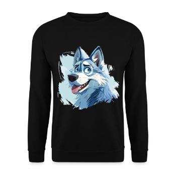 Husky chien traîneau chien race dessin animé d’hiver - Sweat-shirt Unisexe - noir - Devant - Alina (178cm) & Michal (187cm)