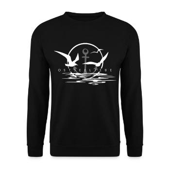 Ostseeliebe Anker - Sonne - Meer - Möwe 2025 - Unisex Pullover - Schwarz - Vorne - Alina (178cm) & Michal (187cm)