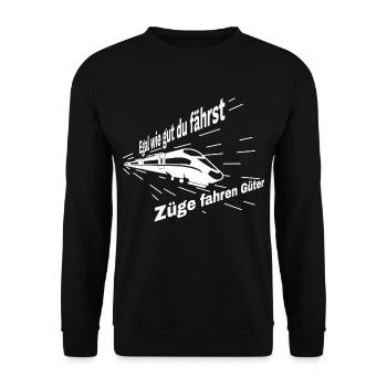 Züge fahren Güter - Unisex Pullover - Schwarz - Vorne - Alina (178cm) & Michal (187cm)