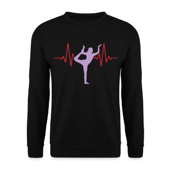 Herzschlag Yoga EKG Puls | Farben änderbar - Unisex Pullover - Schwarz - Vorne - Alina (178cm) & Michal (187cm)