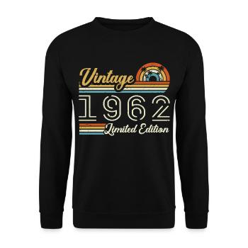 Anniversaire 6 63 Ans | Millésime 1962 Cadeau 1962 - Sweat-shirt Unisexe - noir - Devant - Alina (178cm) & Michal (187cm)