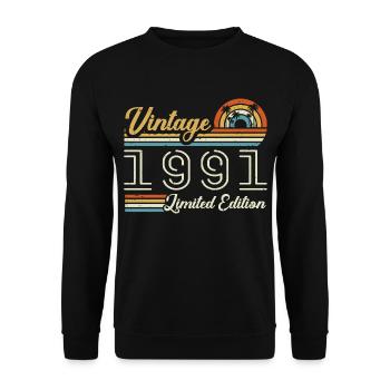 34 Year Anniversary | Vintage 1991 Gift 1991 - Unisex Sweatshirt - black - Front - Alina (178cm) & Michal (187cm)