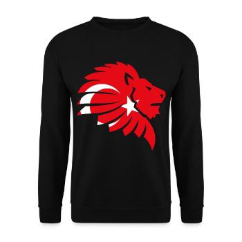 Türkei Flagge Löwe Türkiye Halbmond Geschenk - Unisex Pullover - Schwarz - Vorne - Alina (178cm) & Michal (187cm)