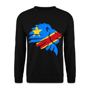 Kongo Zaire Kongu Congo Kongó Flagge Löwe Geschenk - Unisex Pullover - Schwarz - Vorne - Alina (178cm) & Michal (187cm)