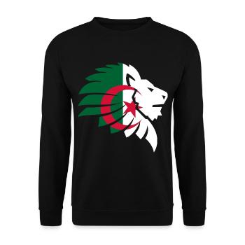 Algerien Flagge Löwe Algeria الجزائر Geschenk - Unisex Pullover - Schwarz - Vorne - Alina (178cm) & Michal (187cm)