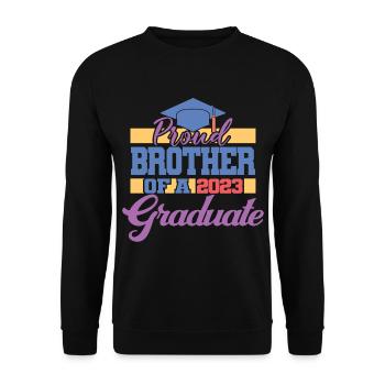 Stolzer Bruder eines Abschlussgeschenks 2023 - Unisex Pullover - Schwarz - Vorne - Alina (178cm) & Michal (187cm)