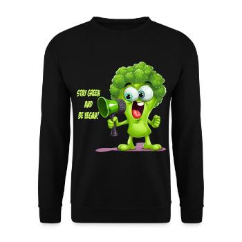 Stay Green - Vegan Food Broccoli Design - Sweat-shirt Unisexe - noir - Devant - Alina (178cm) & Michal (187cm)