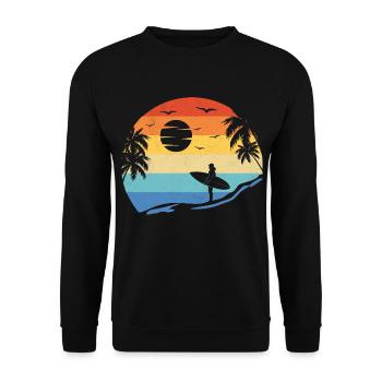 Beach Surfing Surfboard Vintage Surfer Beach Surf - Sweat-shirt Unisexe - noir - Devant - Alina (178cm) & Michal (187cm)