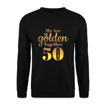 Goldhochzeit 50 Jahre verheiratet Geschenk - Unisex Pullover - Schwarz - Vorne - Alina (178cm) & Michal (187cm)