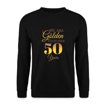 Goldhochzeit 50 Jahre verheiratet Geschenk - Unisex Pullover - Schwarz - Vorne - Alina (178cm) & Michal (187cm)