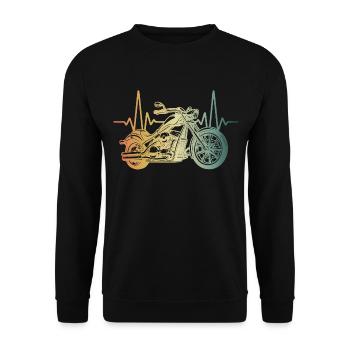 Heartbeat Motorcycle Chopper - Unisex Sweatshirt - black - Front - Alina (178cm) & Michal (187cm)