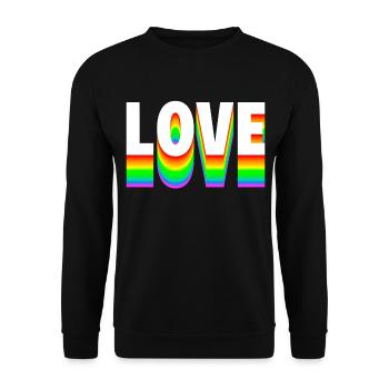 Love Text Regenbogen - Unisex Pullover - Schwarz - Vorne - Alina (178cm) & Michal (187cm)