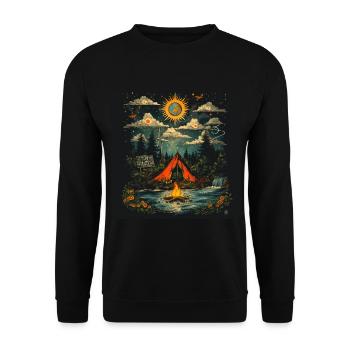 Camping unter den Sternen - Unisex Pullover - Schwarz - Vorne - Alina (178cm) & Michal (187cm)