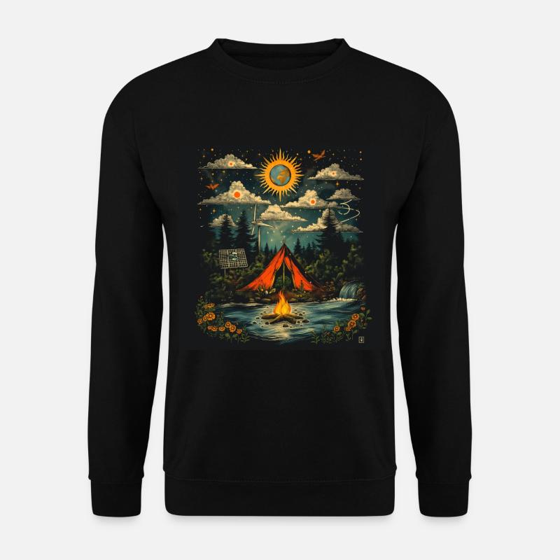 Camping unter den Sternen - Unisex Pullover - Schwarz
