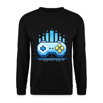 Gamer-Controller-Design aufleveln - Unisex Pullover - Schwarz - Vorne - Alina (178cm) & Michal (187cm)