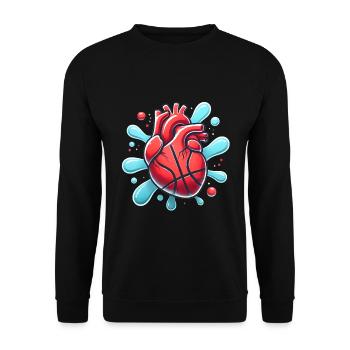 Heart Basketball Splash Graphic - Unisex Sweatshirt - black - Front - Alina (178cm) & Michal (187cm)