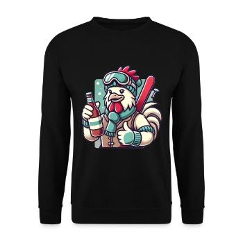 Ski Party Hahn Daumen hoch Design - Unisex Pullover - Schwarz - Vorne - Alina (178cm) & Michal (187cm)