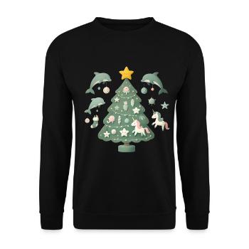 Whimsical Christmas Tree Fantasy - Unisex Sweatshirt - black - Front - Alina (178cm) & Michal (187cm)