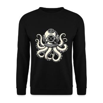 Octopus Diver Vintage Illustration - Unisex Sweatshirt - black - Front - Alina (178cm) & Michal (187cm)
