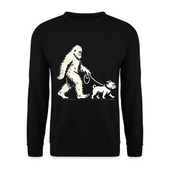Bigfoot Walking Bulldog Silhouette - Unisex Sweatshirt - black - Front - Alina (178cm) & Michal (187cm)