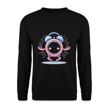 Peaceful Meditating Alarm Clock Icon - Unisex Sweatshirt - black - Front - Alina (178cm) & Michal (187cm)