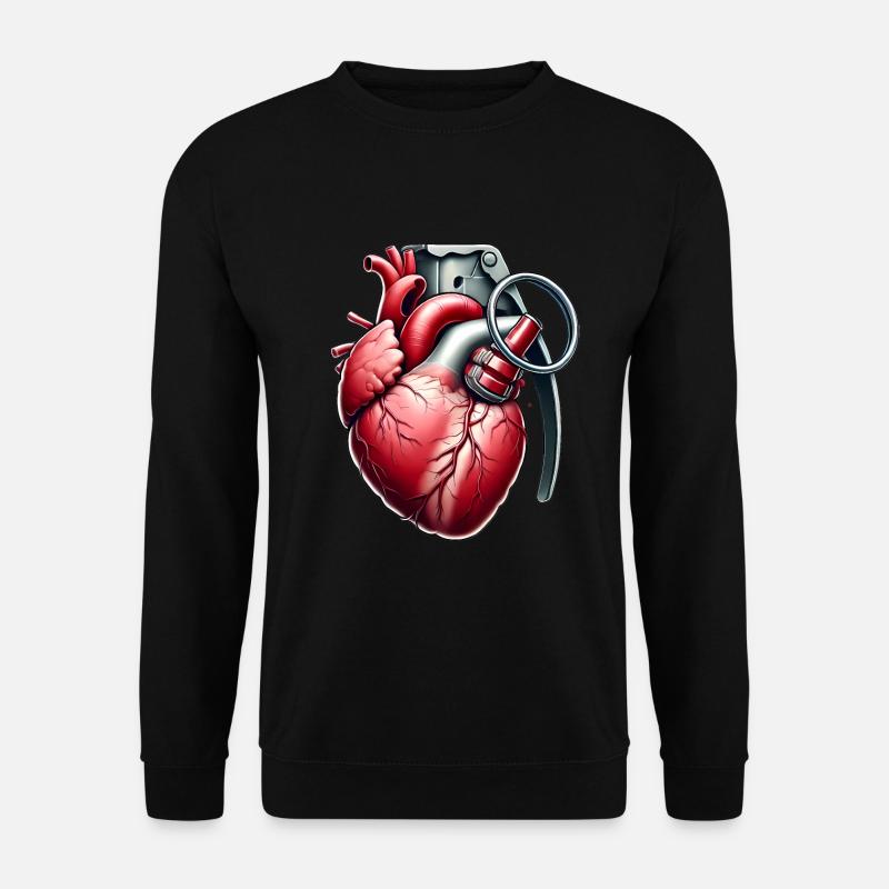 Explosive Heart Grenade Fusion Art - Unisex Sweatshirt - black