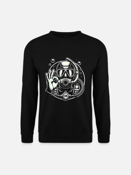 Scuba Diver mit OK Geste Grafik - Unisex Pullover - Schwarz