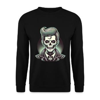Rockabilly Zombie Crâne Illustration - Sweat-shirt Unisexe - noir - Devant - Alina (178cm) & Michal (187cm)