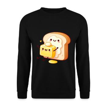 beurre toast câlin mignon dessin animé design - Sweat-shirt Unisexe - noir - Devant - Alina (178cm) & Michal (187cm)