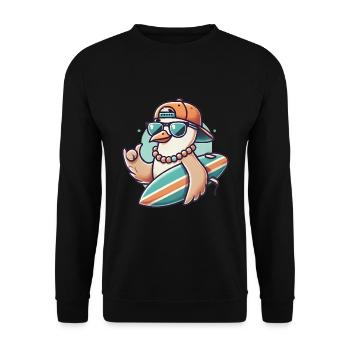 Cool Surfer Seagull Cartoon Design - Unisex Sweatshirt - black - Front - Alina (178cm) & Michal (187cm)