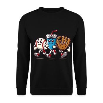 Fun Baseball Cartoon Characters - Unisex Sweatshirt - black - Front - Alina (178cm) & Michal (187cm)