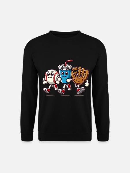 Fun Baseball Cartoon Characters - Unisex Sweatshirt - black