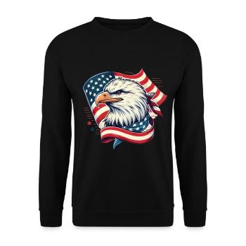 Aigle patriotique avec drapeau américain - Sweat-shirt Unisexe - noir - Devant - Alina (178cm) & Michal (187cm)