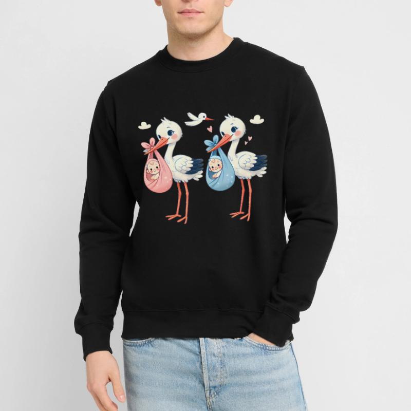 Rosa oder Blauer Storch Baby Überraschung Unisex Pullover
