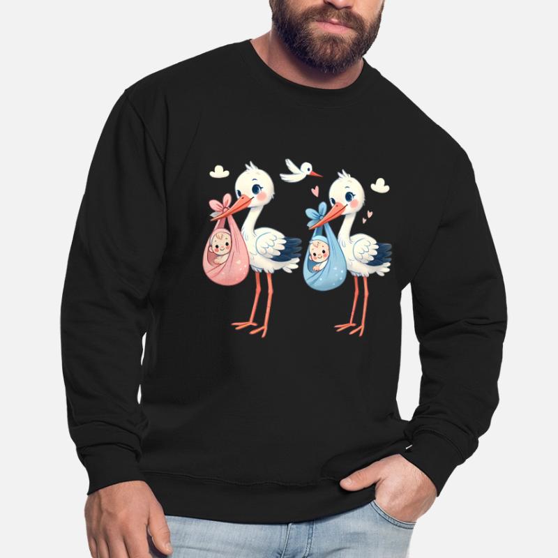 Rosa oder Blauer Storch Baby Überraschung Unisex Pullover