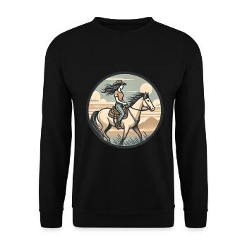 Badge graphique d’équitation vintage - Sweat-shirt Unisexe - noir - Devant - Alina (178cm) & Michal (187cm)