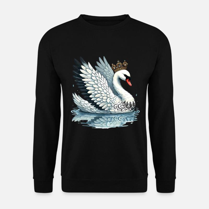 Regal Swan with Crown Illustration - Unisex Sweatshirt - black