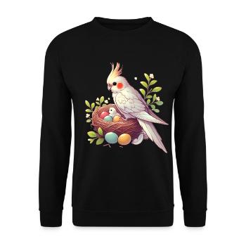 Cockatiel Nest with Eggs Illustration - Unisex Sweatshirt - black - Front - Alina (178cm) & Michal (187cm)