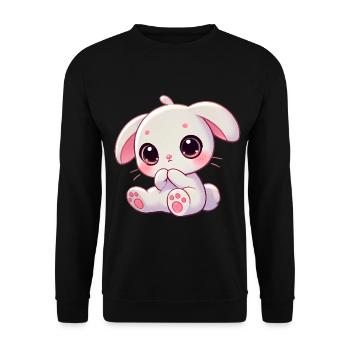 Adorable Bunny Nibbling Graphic - Unisex Sweatshirt - black - Front - Alina (178cm) & Michal (187cm)