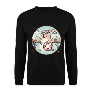 Chill Capybara Beach Vibes Design - Sweat-shirt Unisexe - noir - Devant - Alina (178cm) & Michal (187cm)
