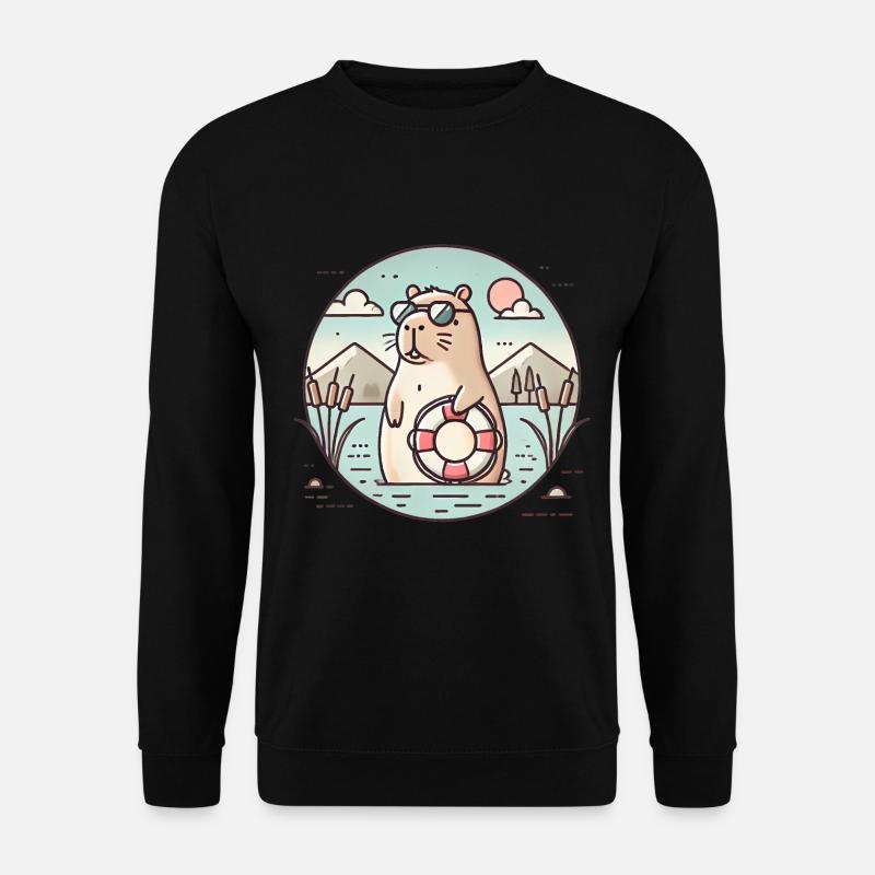 Chill Capybara Beach Vibes Design - Unisex Sweatshirt - black