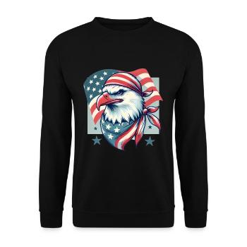 Patriotic Eagle with American Flag - Unisex Sweatshirt - black - Front - Alina (178cm) & Michal (187cm)