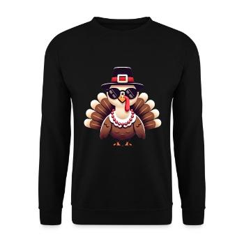Dinde fraîche de Thanksgiving avec lunettes de soleil - Sweat-shirt Unisexe - noir - Devant - Alina (178cm) & Michal (187cm)