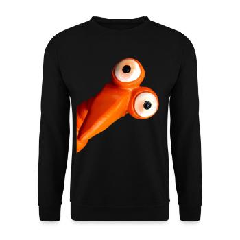 Funny orange bird with big eyes - Unisex Sweatshirt - black - Front - Alina (178cm) & Michal (187cm)