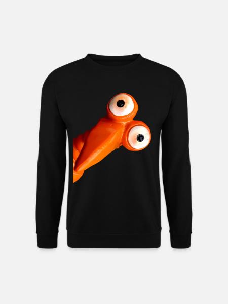 Grappige oranje vogel met grote ogen - Uniseks sweater - zwart