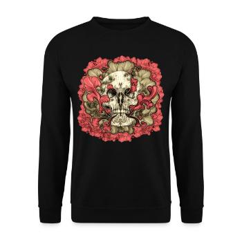 Fleur de crâne tatoué - Sweat-shirt Unisexe - noir - Devant - Alina (178cm) & Michal (187cm)