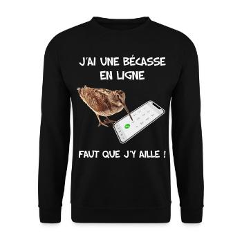 Bécasse humour chasse papy phrasse marrante - Sweat-shirt Unisexe - noir - Devant - Alina (178cm) & Michal (187cm)